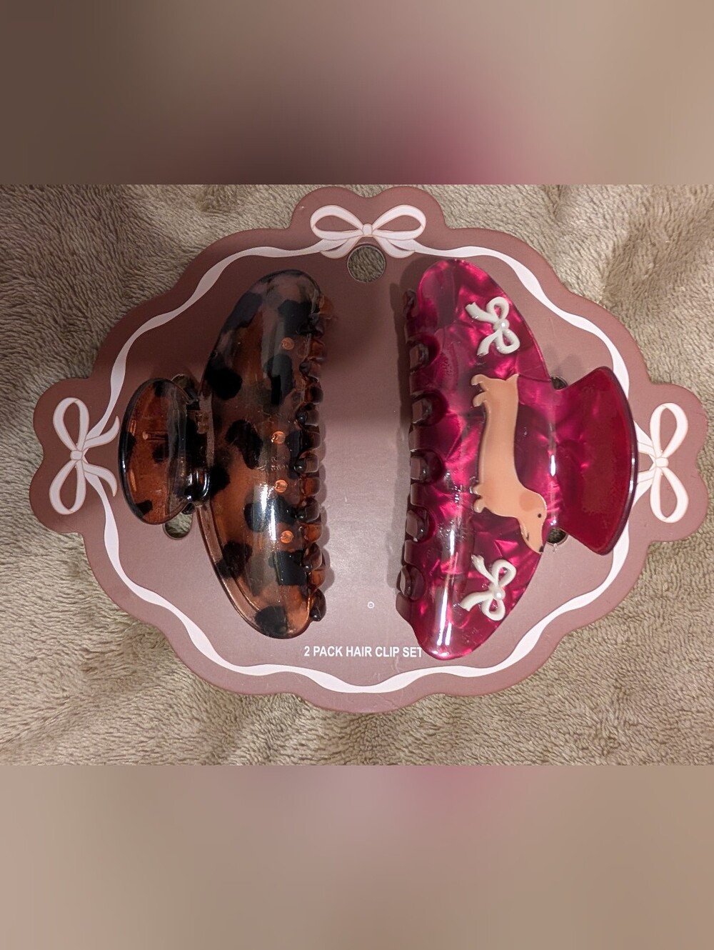 2-Pack Decorative Hair Claw Clips - Tortoise & Hot Pink